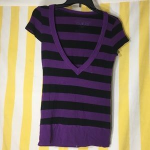 Purple Striped Vneck